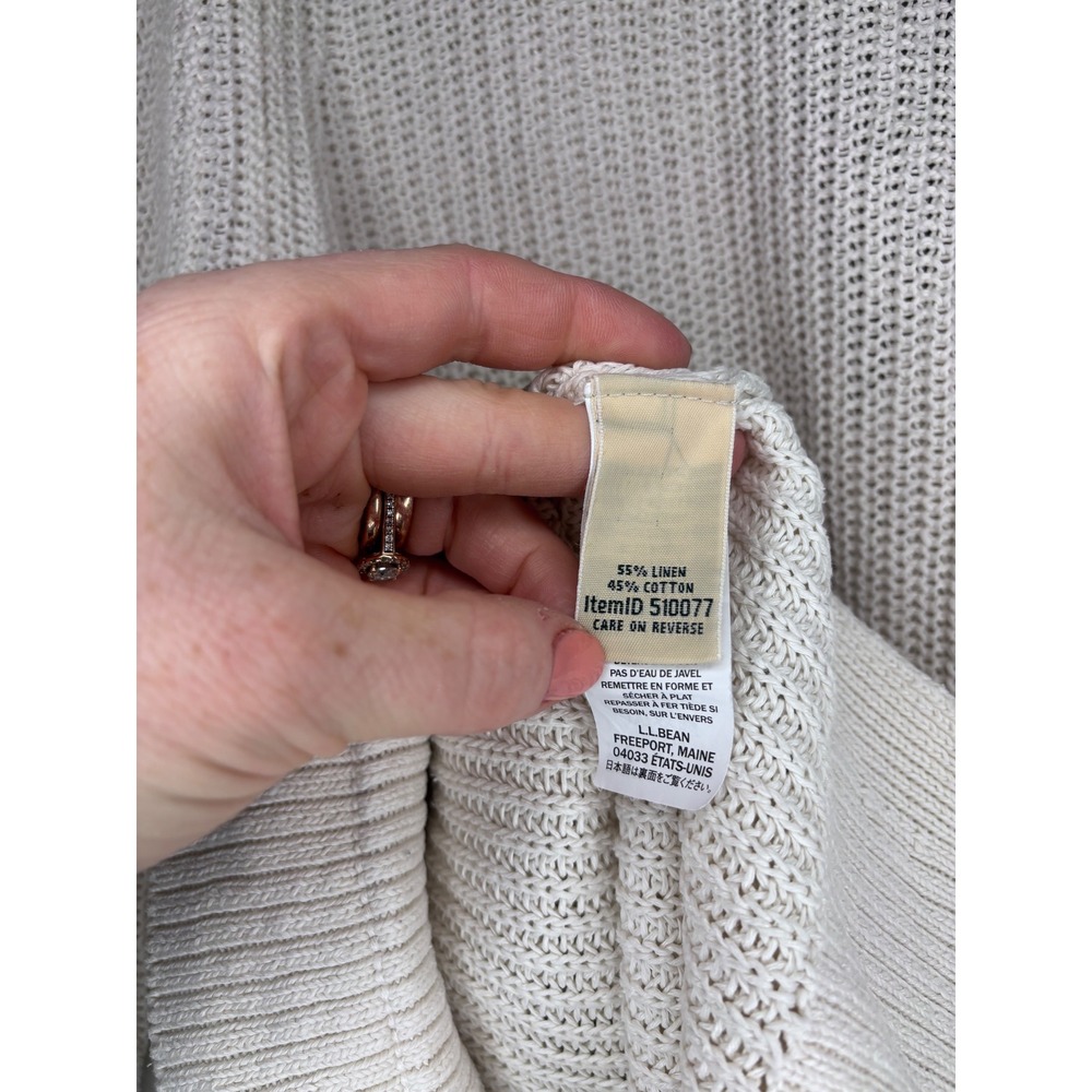 LL Bean Pointelle Cardigan Coastal Cottagecore Lightweight Layering Size M‎ - Picture 4 of 5
